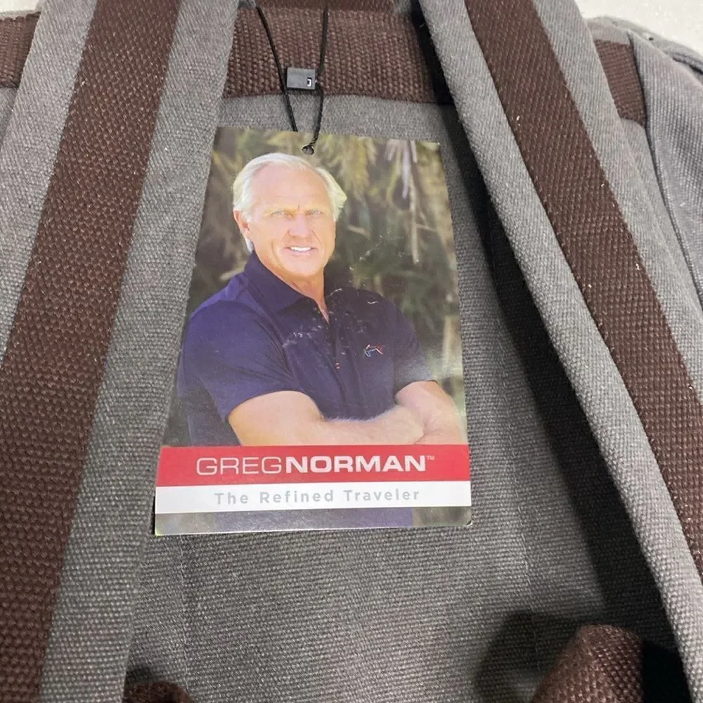 Greg Norman The Refined Traveler Canvas Backpack NWT